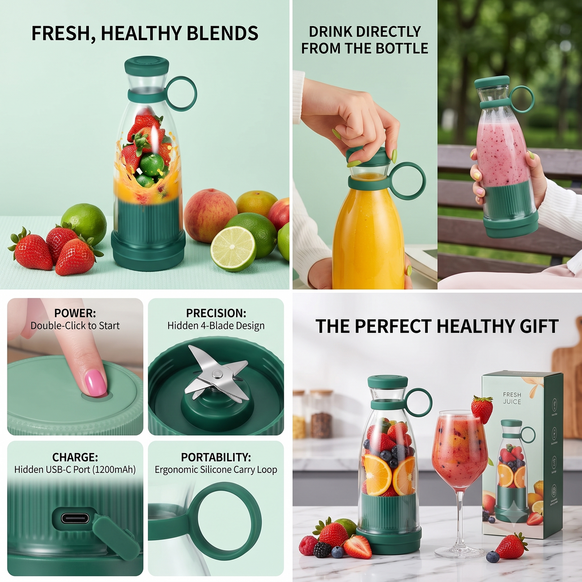 Homevex Mini Electric Juicer & Smoothie Blender Bottle