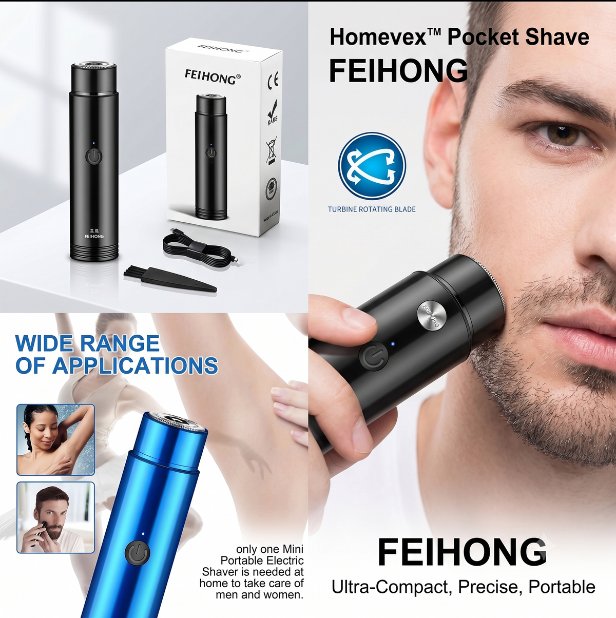 Homevex Pocket Shave – Portable USB Electric Razor